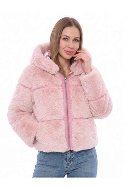 izellas Nebbia Pudra Pembe Kürk Ceket