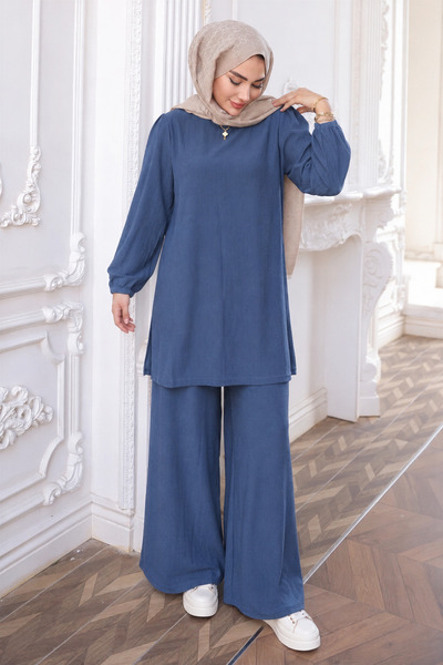 İmajButik Σετ παντελόνι Indigo Bürümcük Tunik