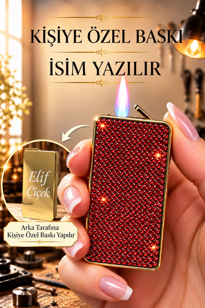 TrendÜrünlerim Kişiye Özel İsim Yazılı Parlak Taşlı Galı Çakmak – Sevgiliye, ...