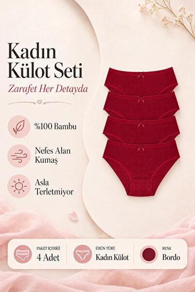 Stars Underwear Women's Bamboo Panties 4-Pack Burgundy 100% Bamboo Ultra Flex...