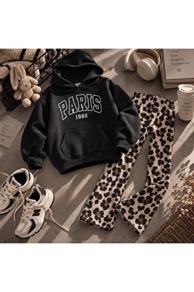 Lolliboomkids Noul Sezon Kz Copii Paris! Set negru cu imprimeu leopard, bluză...