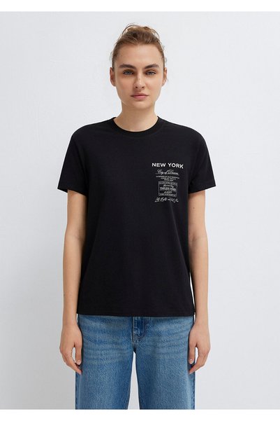 Mavi New York Embroidered Black T-Shirt Semi Slim Fit 1614260-900