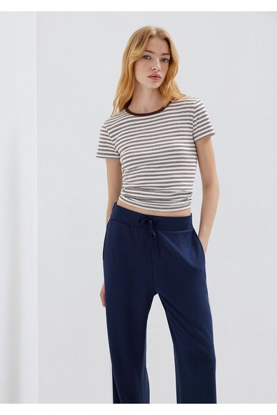 Mavi Burgundy Striped White T-Shirt Fitted / Bodycon Cut 1613928-91596
