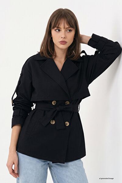 InStyle Modest Fashion Trenchcoat - Schwarz - Regular Fit