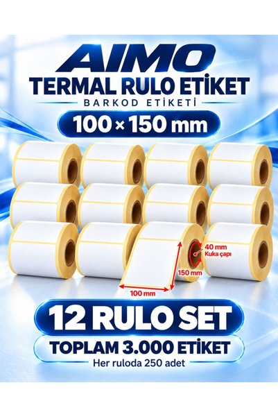 AIMO 100x150 Termal Etiket 3000 Adet (12*250)