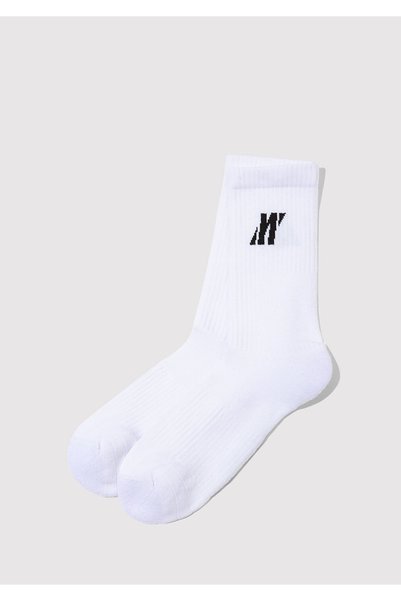 Mavi Pro Baskılı Beyaz Soket Çorap 0912278-620