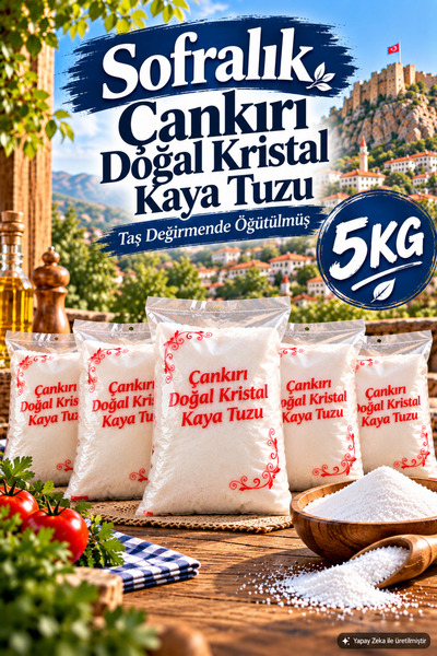Seta Sofralık Çankırı Doğal Kristal Kaya Tuzu 5 KG – Taş Değirmende Öğütülmüş...