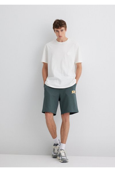 Mavi Pantaloni scurți verzi imprimați 0410224-71598