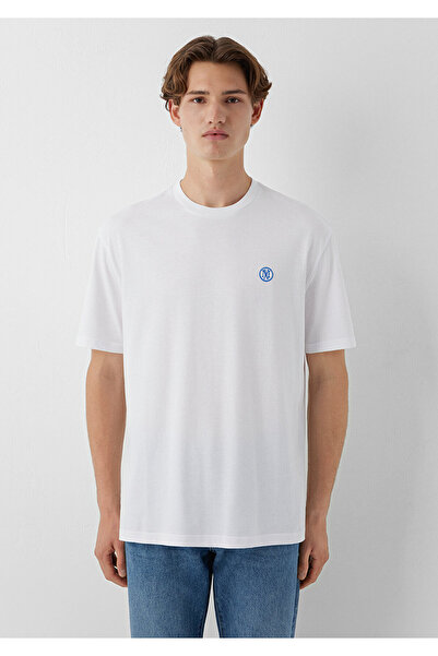 Mavi Seal Logo Embroidered White T-Shirt Loose Fit / Loosely Comfortable Cut 067074-620