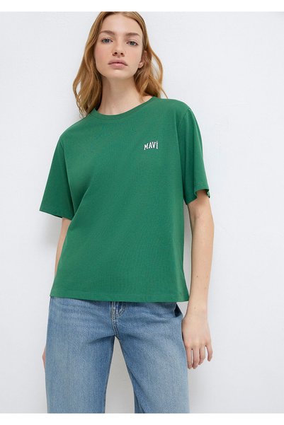 Mavi Logo Printed Green T-Shirt Regular Fit / Normal Cut 1611900-71874