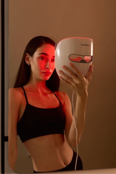 Ossigeno HyperBeam X LED Yüz Maskesi – 5 Mod, 324 LED, Kırmızı Mavi ve NIR Işık Teknolojisi, Kırışıklık & Akne Bakımı