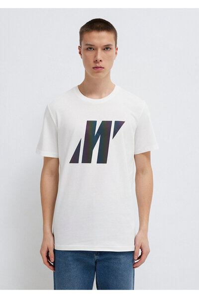 Mavi Pro Reflector Logo Printed White T-Shirt Regular Fit / Normal Cut 066255-30701