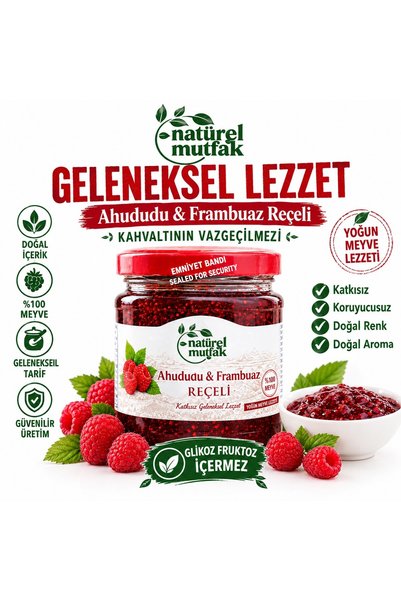Natürel Mutfak Ahududu&Frambuaz Reçeli 350 Gr Glikoz-Fruktoz İçermez raspberr...