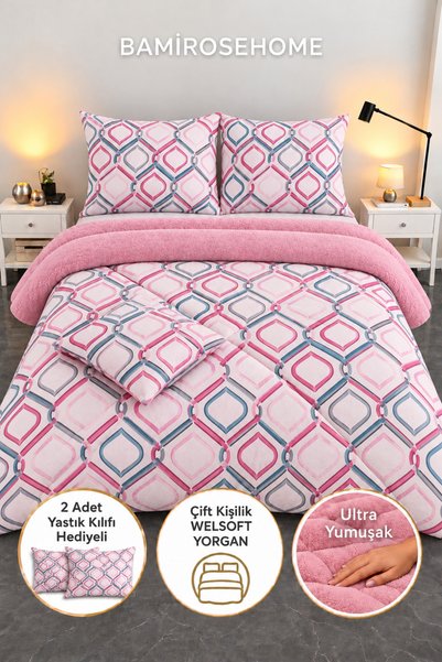 BAMİROSE DİAMOND LÜX WELLSOFT ÇİFT KİŞİLİK ÇİFT TARAFLI YORGAN + YASTIK KILIF...