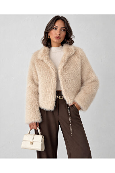 VERYMODA - Palton de damă din blană artificială - Stone - Stone