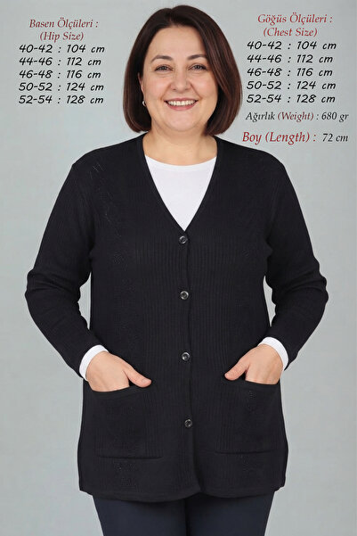 Laden Knitwear Women's Plus Size Beaded Winter Steel Knit Mother Cardigan Sli...