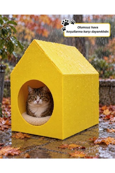 Temel Özel Üretim Plastik Kedi Evi Sarı