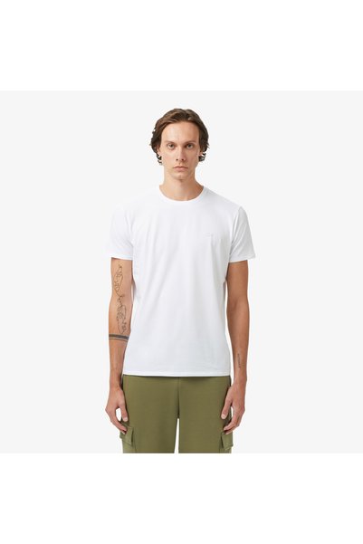 Lacoste Erkek Slim Fit Bisiklet Yaka Beyaz T-Shirt