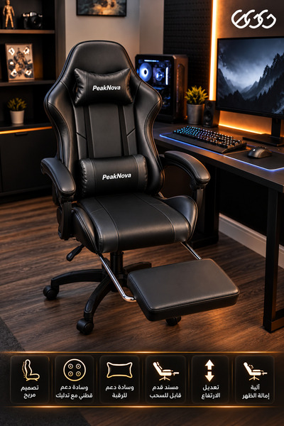 EGG 60023 Ergonomic Gaming Chair with Adjustable Backrest, Lumbar Support, Headrest and Padded Armrests