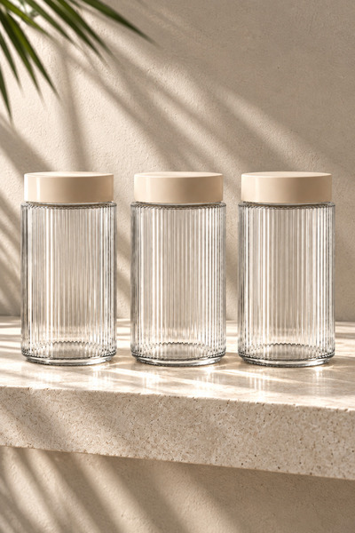 Sarina Glass 3'lü Cam Saklama Kavanozu Seti 1000 cc