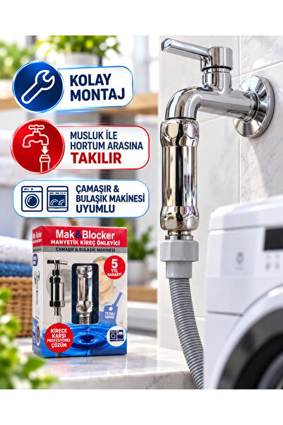 Mak & Blocker Pro Uzun Tip Manyetik Kireç Önleyici Metal Gövde Çamaşır ve Bul...