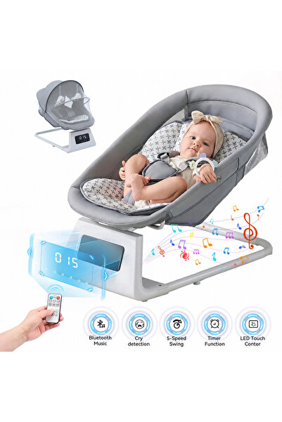 indiggo Leagăn electric balansoar 3D Babyhug cu telecomandă, Bluetooth, spăta...