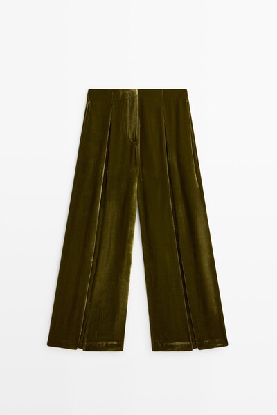 Massimo Dutti Straight fit dökümlü keten pantolon