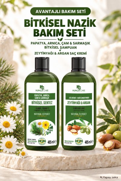 Hunca Care Bitkisel Nazik Bakım Seti - Papatya Arnica Çam ve Sarmaşık Bitkise...