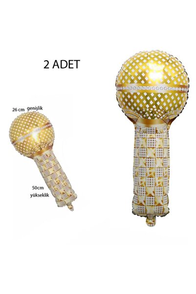 partidolu Retro Disco Microphone Altın Mikrofon Gold Renk Folyo Balon 2 Adet ...