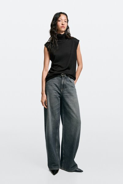 Massimo Dutti Yüksek bel relaxed fit barrel jean