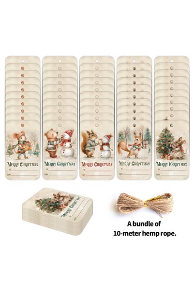 Choice 50pcs 50pcs Vintage Christmas Gift Tags-Cute Animal Theme,Hanging Labe...