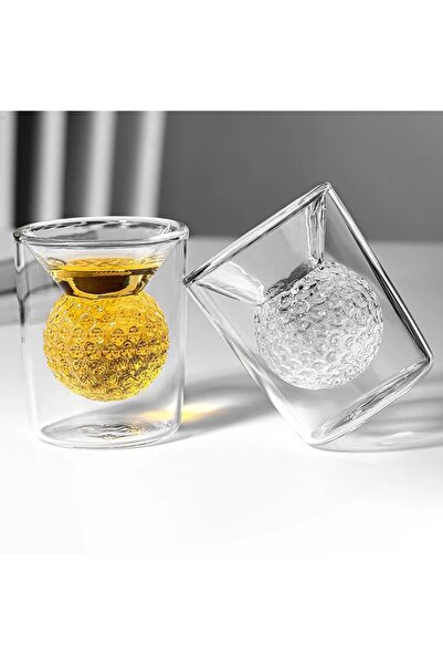 Choice 50ml 2 pcs glasses 2pcs 50ml Golf Ball Glass Cups Funny Double Walled ...