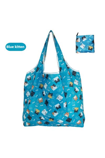 Choice5 Blue Cat Foldable Reusable Shopping Bag Lightweight Portable Tote Eco...