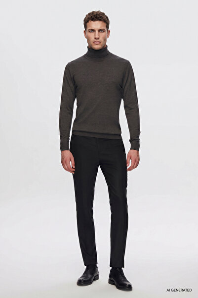 D'S Damat Ds Damat Regular Fit Anthrazit Baumwolle gemischt Rollkragenpullover