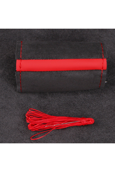 Choice Red thread Universal Suede Car Steering Wheel Cover DIY Hand Sewing So...