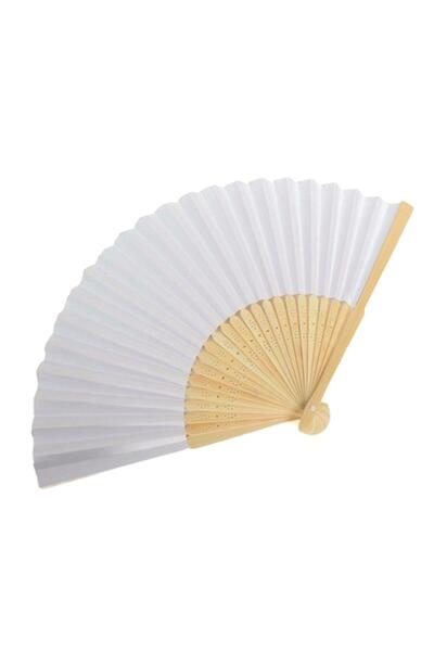 Choice3 10PCS White Bamboo Folding Fan Solid Color DIY Paper Decorative Fans ...