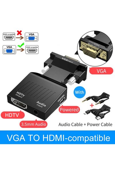 Choice محول VGA إلى HDTV متوافق مع HDMI إلى VGA مع كابل صوت 3.5 مم لأجهزة الك...