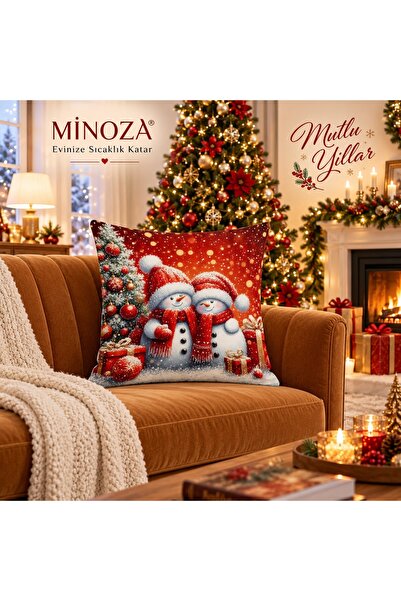 MİNOZA Digital Printed New Year Patterned Decorative Throw Pillow Cover