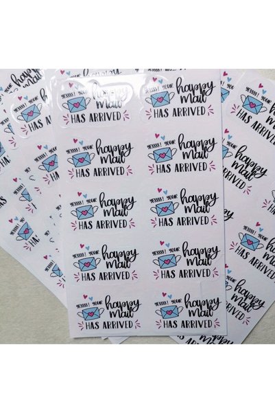 Choice WHITE 1.9inch Happy Mail Funny Small Shop Stickers Thank You Sticker M...