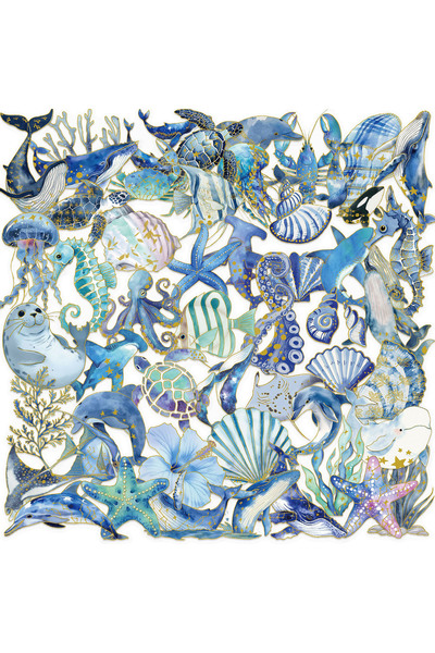 Choice 50pcs random 50PCS Golden Marine Life Cartoon Creative Stickers DIY Ha...