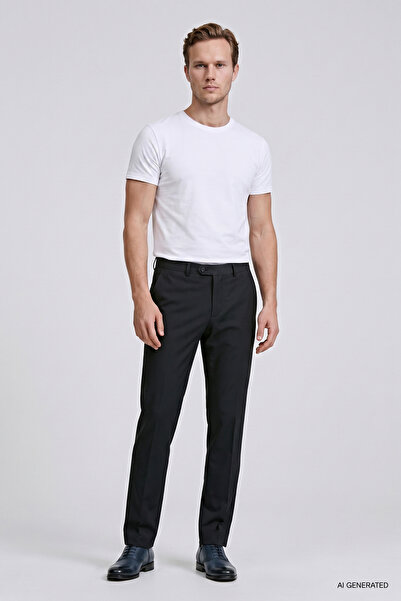 D'S Damat Ds Damat Comfort Navy Blue Plain Travel Fabric Trousers