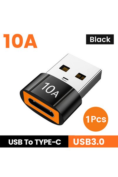 Choice محول USB إلى Type-C أسود 10 أمبير، محول USB Type-C إلى USB A، محول من ...