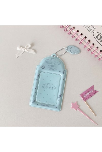 Choice3 BLUE 3 Inch Kpop Photocard Pendant Case Cute Little Wings Keychain St...