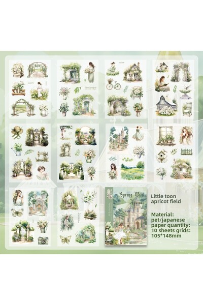 Choice3 B Journamm 10sheets Vintage PET Stickers Washi Paper Stickers DIY Scr...