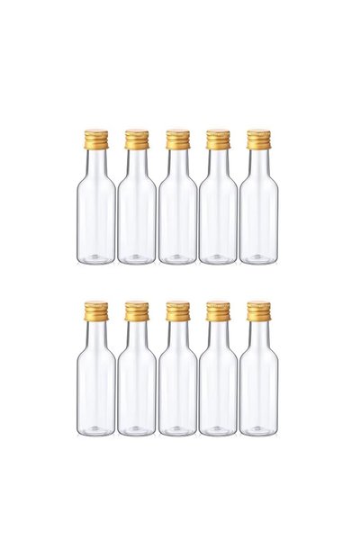 Choice1 Plastic 50ml Gold 10Pcs Mini Liquor Bottles 50ml Plastic Spirit Bottl...