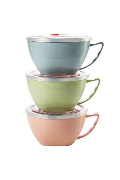 Choice 5PCS Green Stainless Steel Bowl with Handle Solid Color Anti Scalding ...
