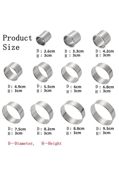 Choice Silver 11pcs/set Stainless Steel Round Cookie Biscuit Cutters DIY Past...