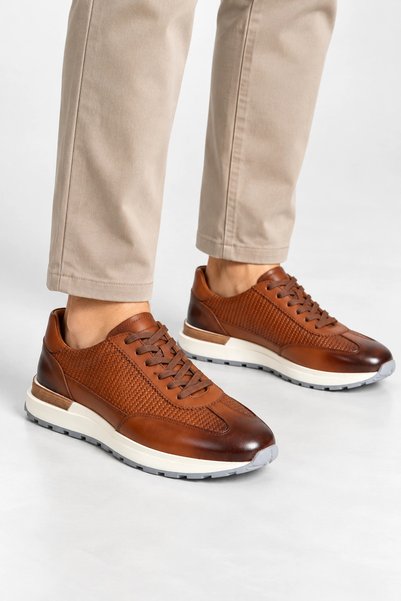 GERARDO AYAKKABI Beny Men's Genuine Leather Sports Shoes - Brown