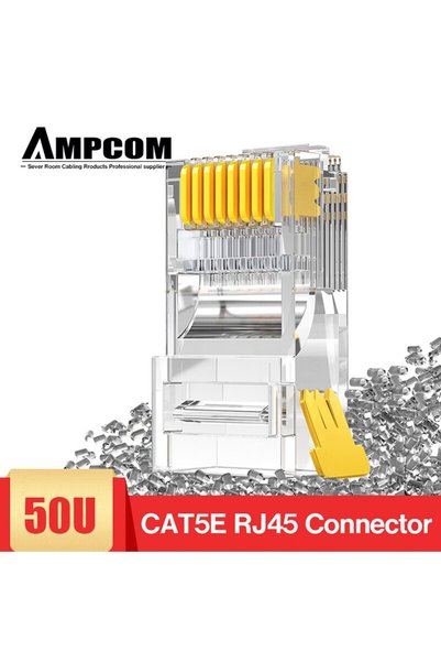 Choice 50-pack AMPCOM CAT5e RJ45 Connector 8P8C Modular Ethernet Cable RJ 45 ...