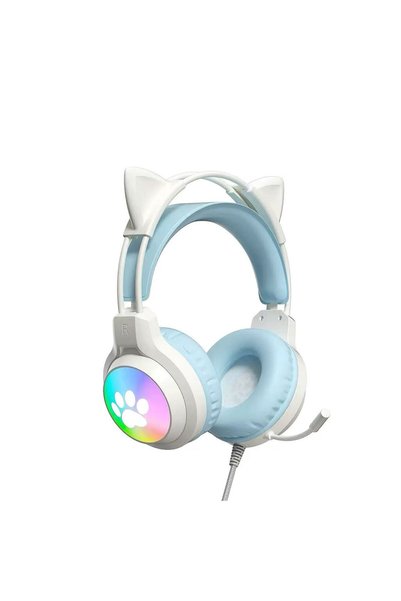 Choice3 Cat Ear Blue SOYTO Wired Cat Ear Headphones RGB LED Light Up Gaming H...
